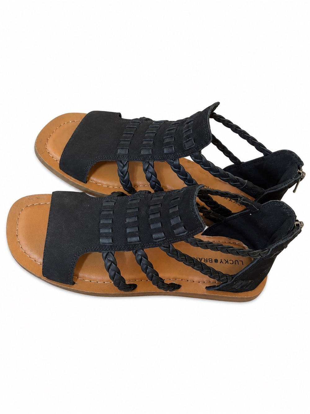 Lucky Brand Black Braided Gladiator Sandals